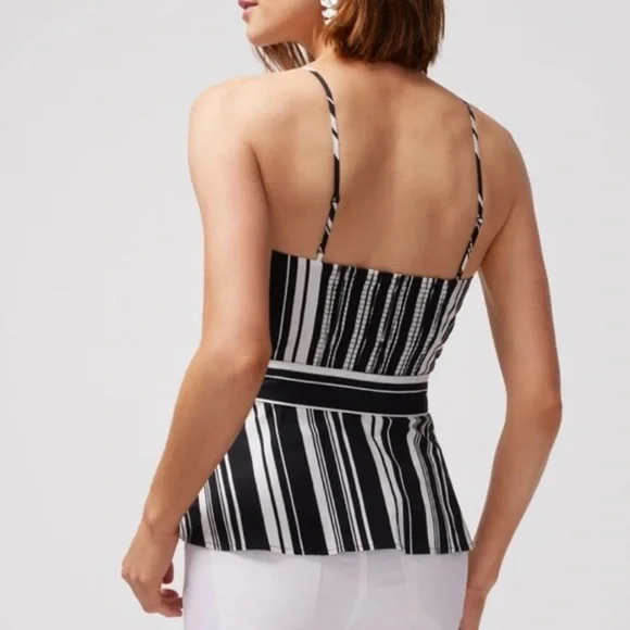 White House Black Market Black and White Floral Striped Top - Picture 6 of 9